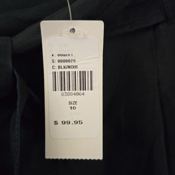 By Anthropologie NWT Silk Organza Wide Leg Pants Black Flowy Pockets Size 10 - Picture 11 of 14